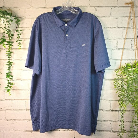 VINEYARD VINES PREFORMANCE SHORT SLEEVE POLO NAVY WHITE STRIPE MENS SIZE XXL - Picture 1 of 5